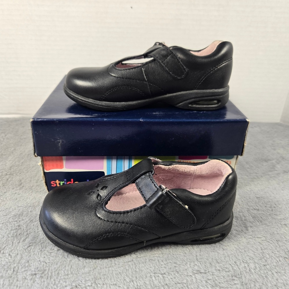 Stride Rite Girls Black Leather Mary Jane T-Strap Dress Shoes School Uniform 8.5